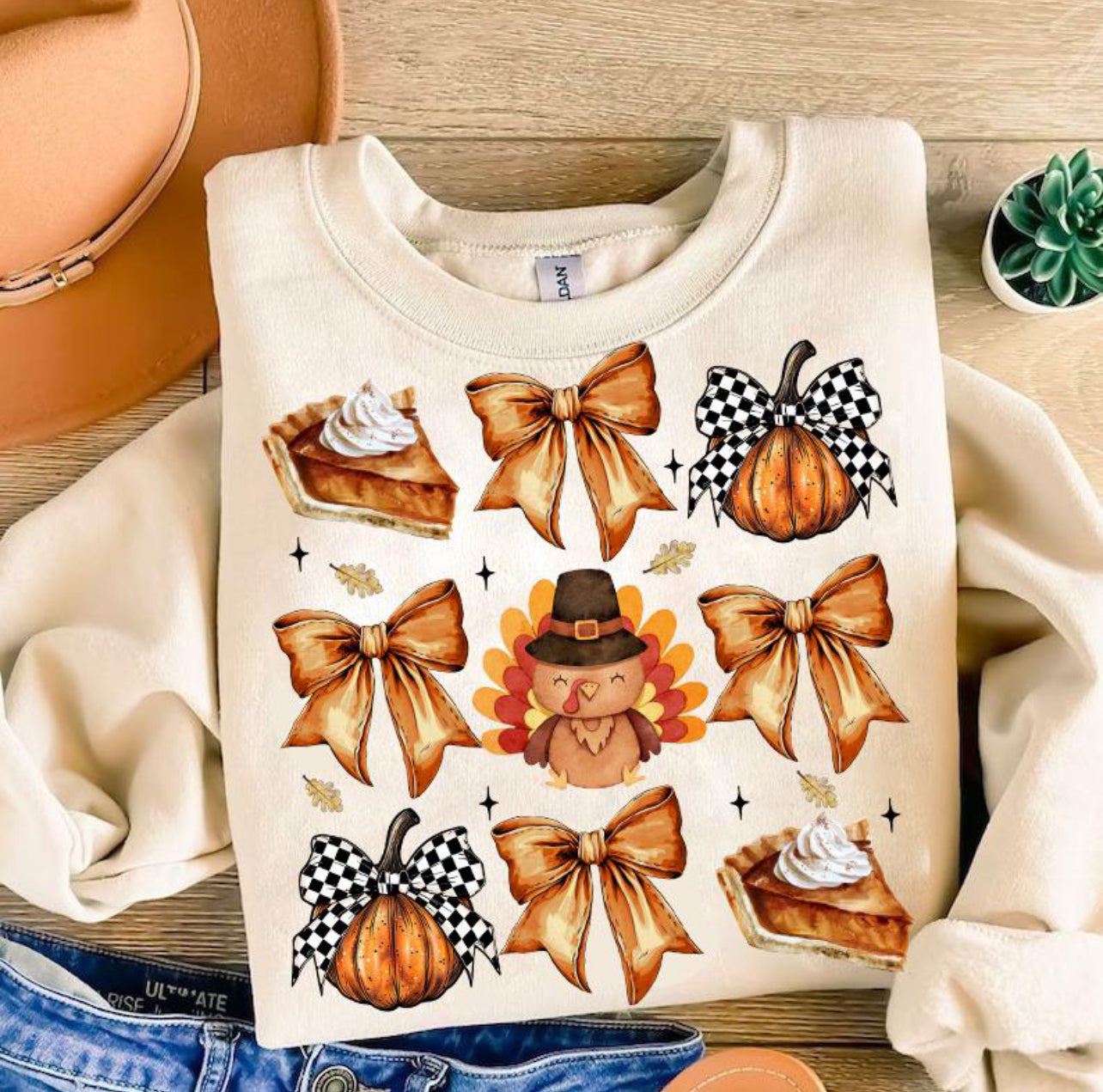 Pumpkins, Bows, and Turkey Shirt