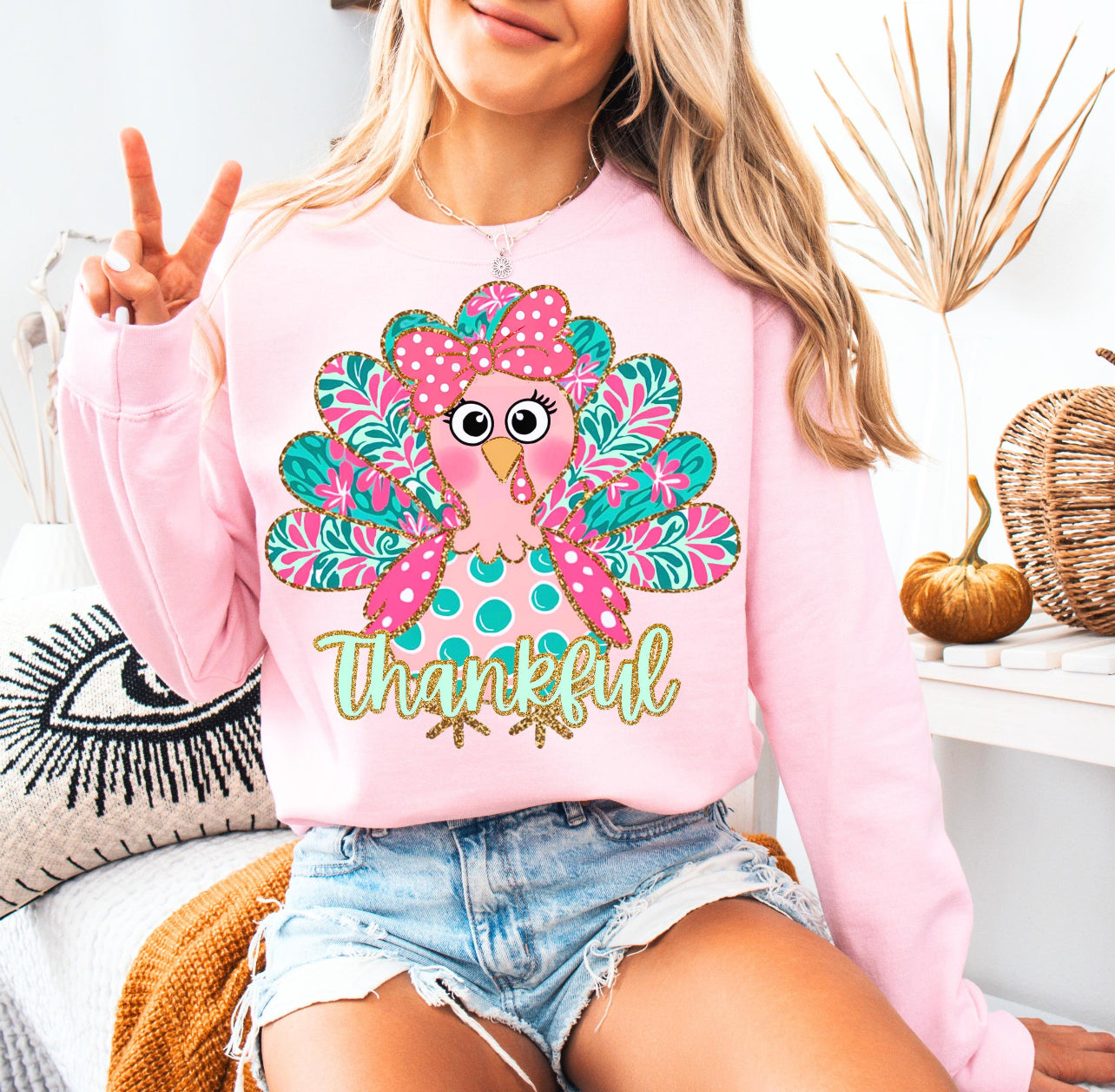 Polka Dot Thankful Turkey Shirt