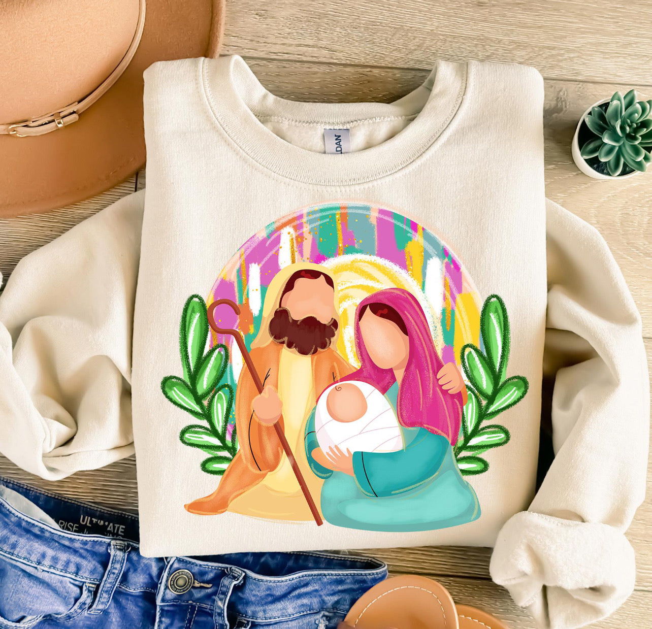 Watercolor Nativity Top