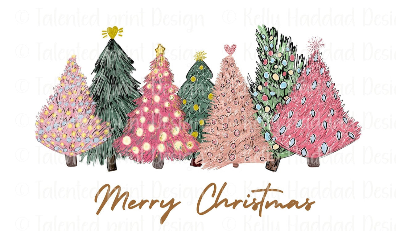 Pink & Green Christmas Trees Top