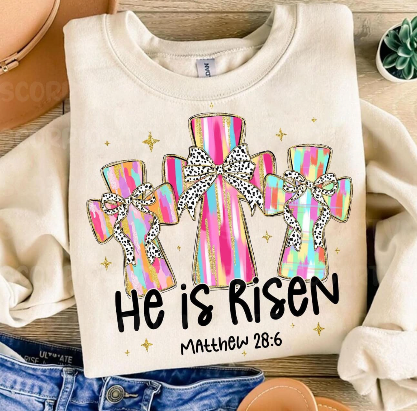 Three Crosses He is Risen Shirt