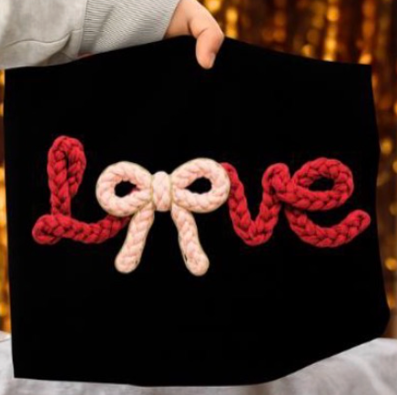 Faux Yarn Bow Love Top