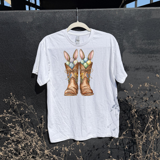 Brown Boots & Bunny Ears Shirt