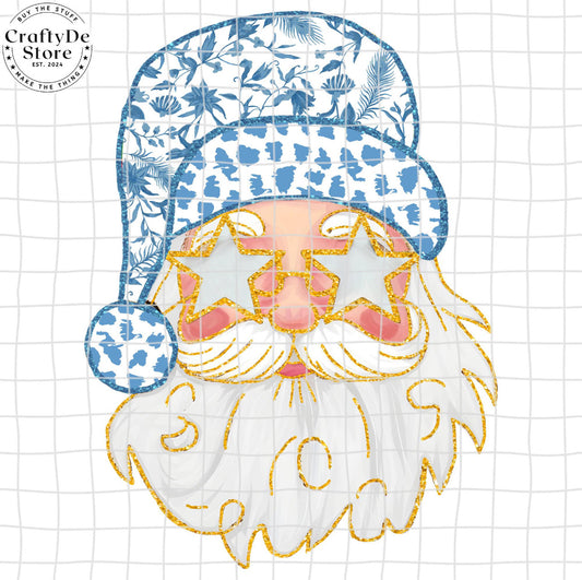 Blue & White Santa Hat Top