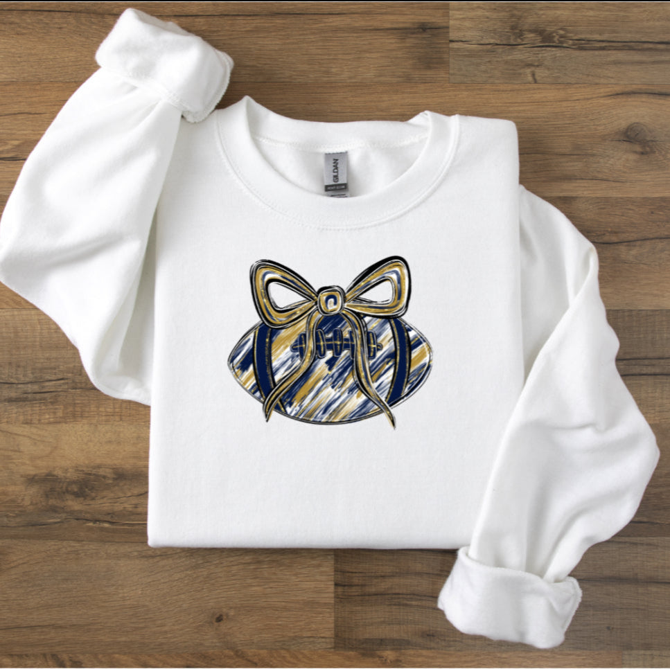 Navy & Gold Football Bow Sweatshirt