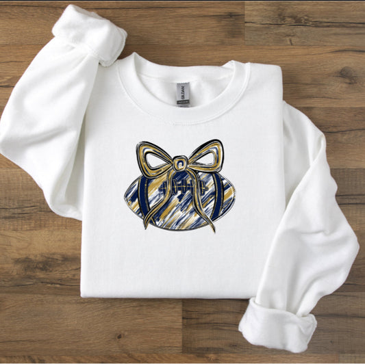 Navy & Gold Football Bow Sweatshirt