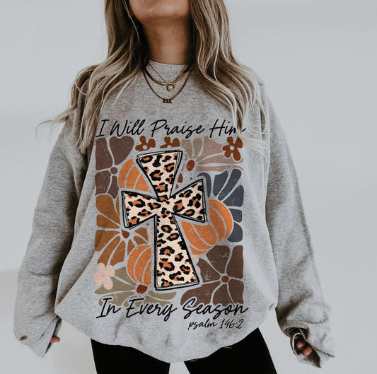 I Will Praise Him Cheetah Cross Top