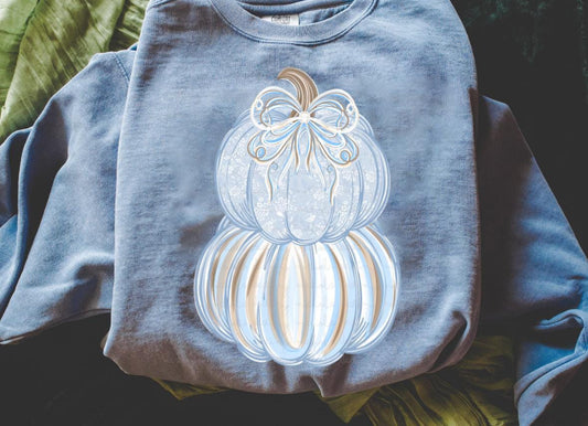 Blue Stacked Pumpkins Top