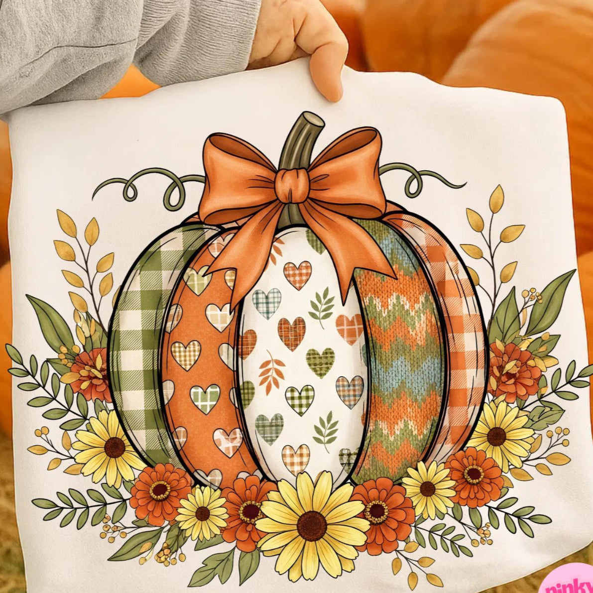 Fall Pumpkin & Florals Top