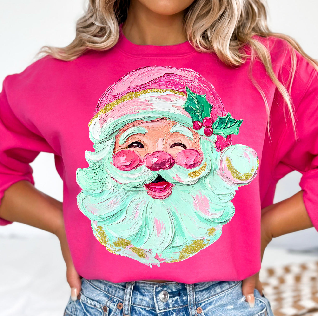 Watercolor Santa Top