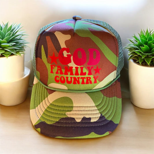 God, Family, Country Trucker Hat