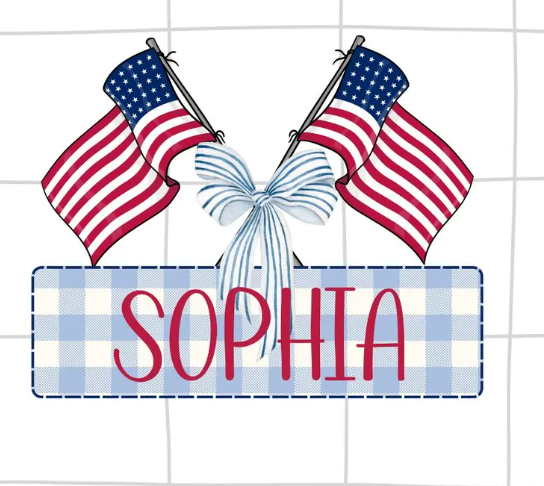 Girls American Flag Name Shirt